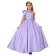 thumbnail image 2 of ITSAME Girls Formal Maxi Dress Bow One Shoulder Waist-Cinching Princess Pageant Wedding Party Ball Gown Purple Size 4T, 2 of 6