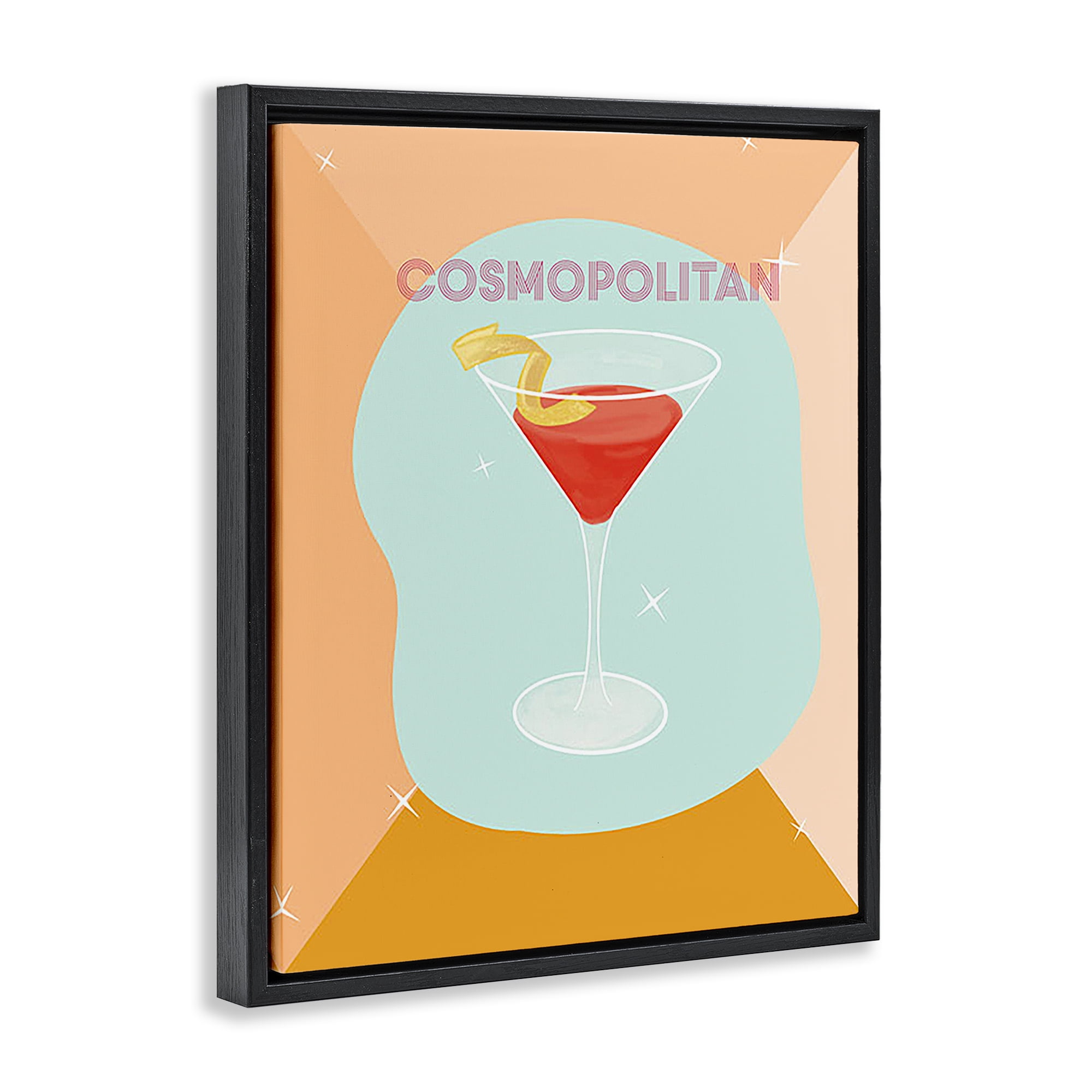 Stupell Industries Modern Cosmopolitan Drink Food & Beverage Painting Black Floater Framed Canvas Art Print Wall Art, 17 x 21