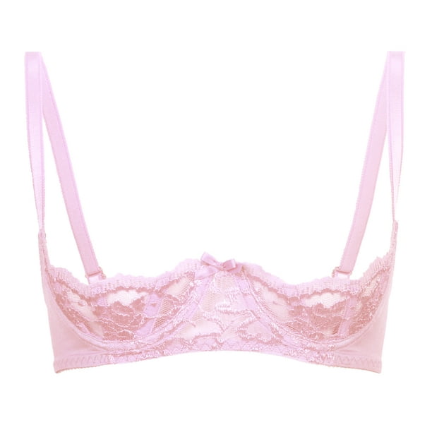 Sosexylingerie So Sexy Lingerie Tm High Shine Lace Boned And Underwired Shelf Bra 32 A C Pink 
