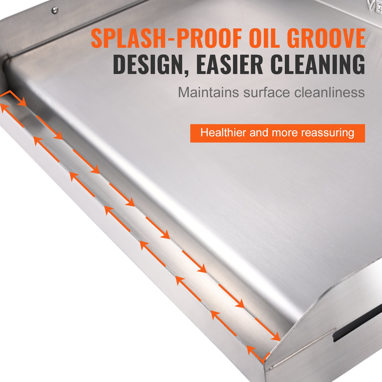VEVOR Stove Top Griddle, 23.5"x16" Pre-Seasoned Stainless Steel Griddle, Rectangular Double Burner Griddle Pan, Non-Stick Family Pan Cookware with Handles and Oil Groove