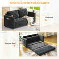 thumbnail image 4 of HNEBC Loveseat Sleeper Sofa, 63" W 81" L Full Size Futon Sofa Bed, 6.3" Thick Upholstery Pull Out Couch, Folding Couch Bed for Small Space, Convertible Floor Couch for Bedroom, Dark Grey, 4 of 8