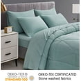 thumbnail image 6 of Chezmoi Collection Rory Aqua Comforter Set Queen Size 3-Piece Fluffy Soft Lightweight Bedding Triangle Quilted Stone-Washed Microfiber Comforter Set for All Season, 6 of 9