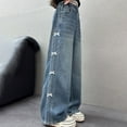 thumbnail image 5 of Girls Jeans Elastic High Waist Wide-Leg Palazzo Denim Pants Pants for Teen Girls Baggy Jeans for Girls, 5 of 7