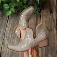 thumbnail image 2 of Crunowin Women's Ankle Boots, Hollow Out Chunky Mid Heel British Casual Shoes Gray 5.5, 2 of 10
