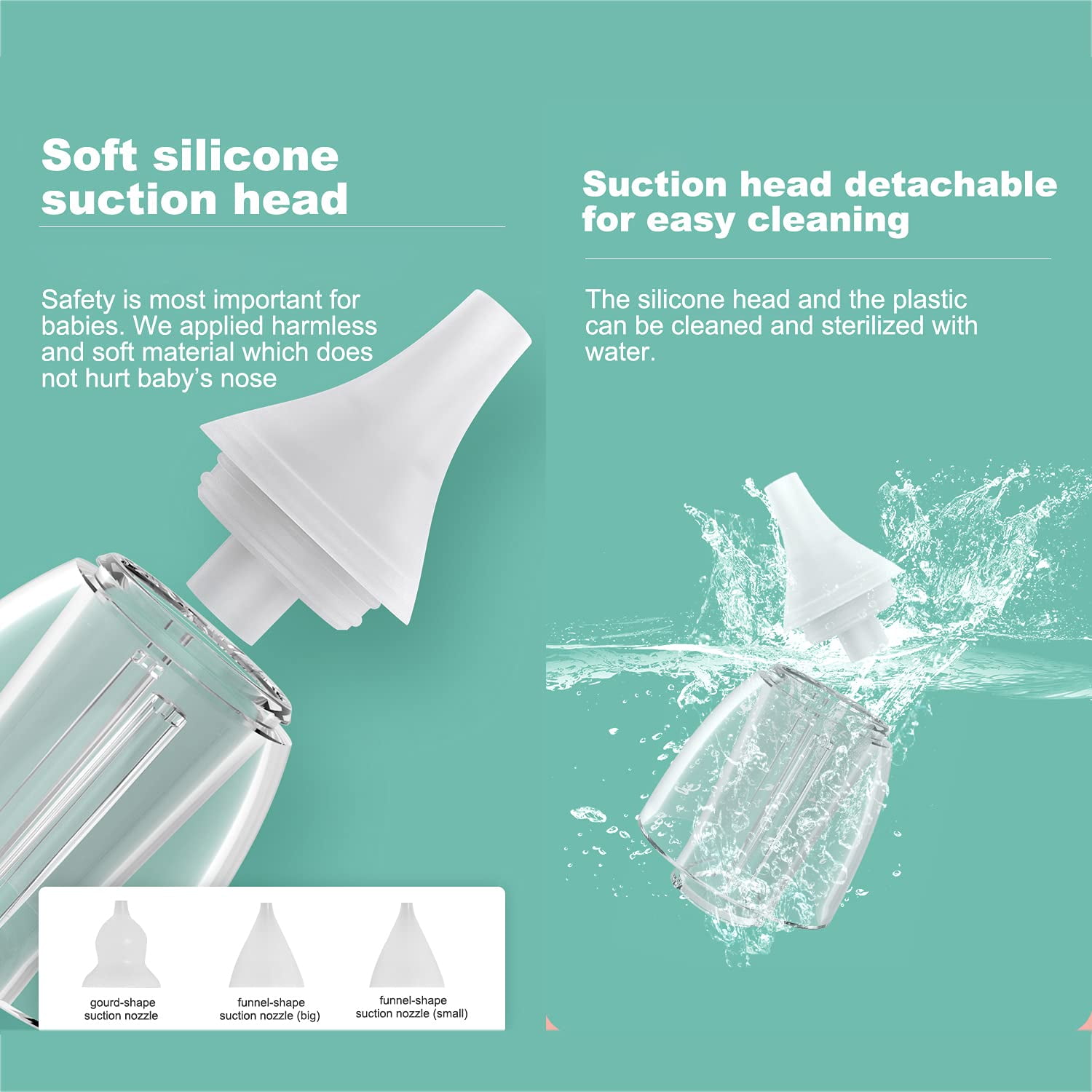 Buy Baby Nasal Aspirator, Electric Nose Sucker Snot Remover with 3 Size