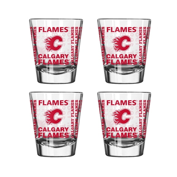 Logo Brands Calgary Flames 4-Pack 2oz. Shot Glass Set