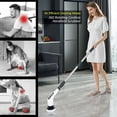 thumbnail image 2 of Brosse de nettoyage électrique sans fil, brosse de nettoyage sans fil avec 7 têtes de brosse remplaçables, avec poignée réglable (blanc), 2 of 5