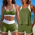 thumbnail image 2 of Busydd 3 Piece Swimsuits for Women Beach Fashion Colorblock Bathing Suits Round Neck Tanks Bras and Shorts Swim Suit 2XL, 2 of 8