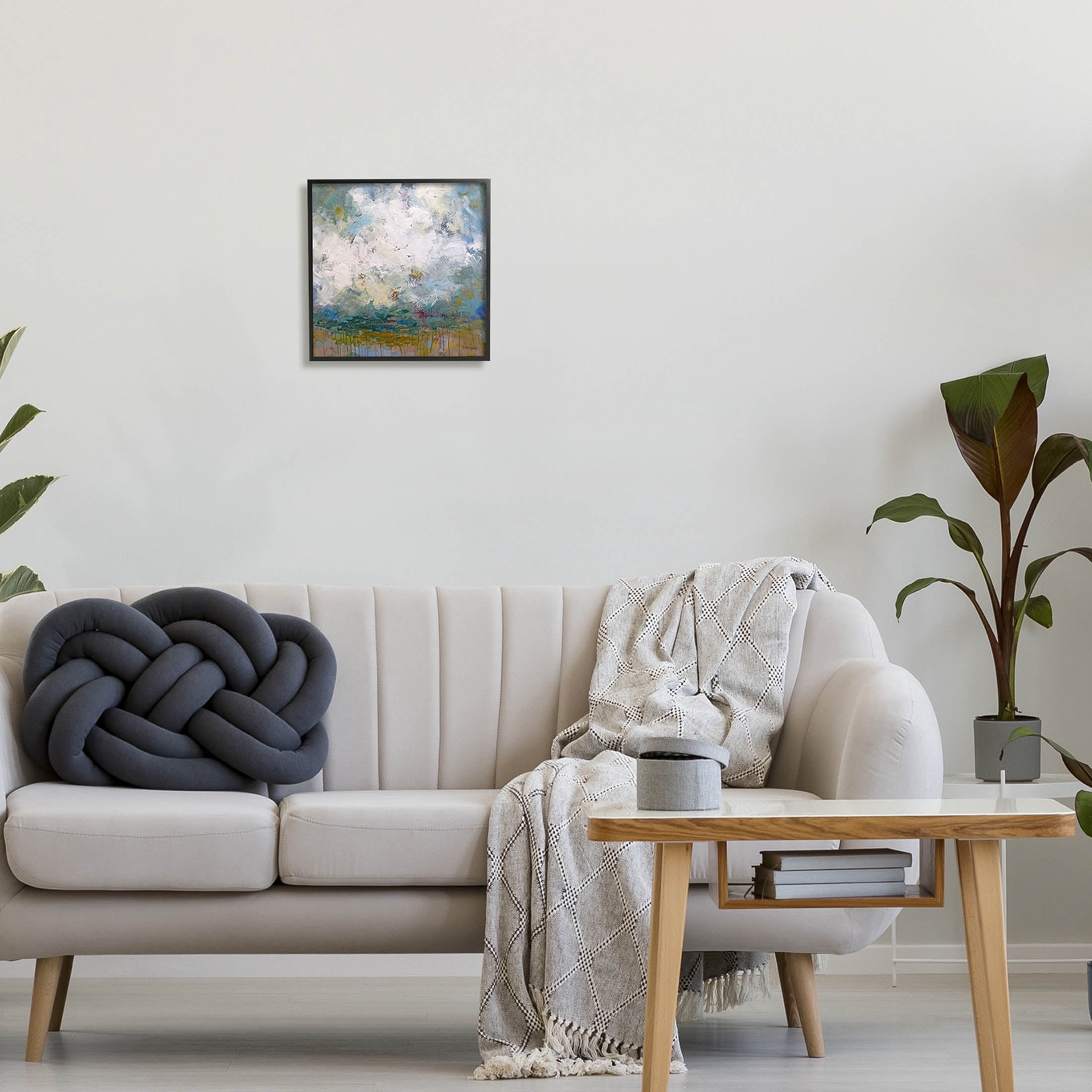 Stupell Industries Brushed Clouds Abstract Painting Painting Black Framed Art Print Wall Art, Design by Claire Cormany
