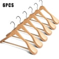 thumbnail image 2 of Perchas de madera con hombros anchos, 6 unidades, con barra antideslizante para pantalones, 2 of 4