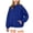 Blue, variant on Women Oversized Loose Drawstring Color Block Long Sleeve Side Split Hoodies Sweatshirt Pullover with Kangaroo Pocket(Red,M)