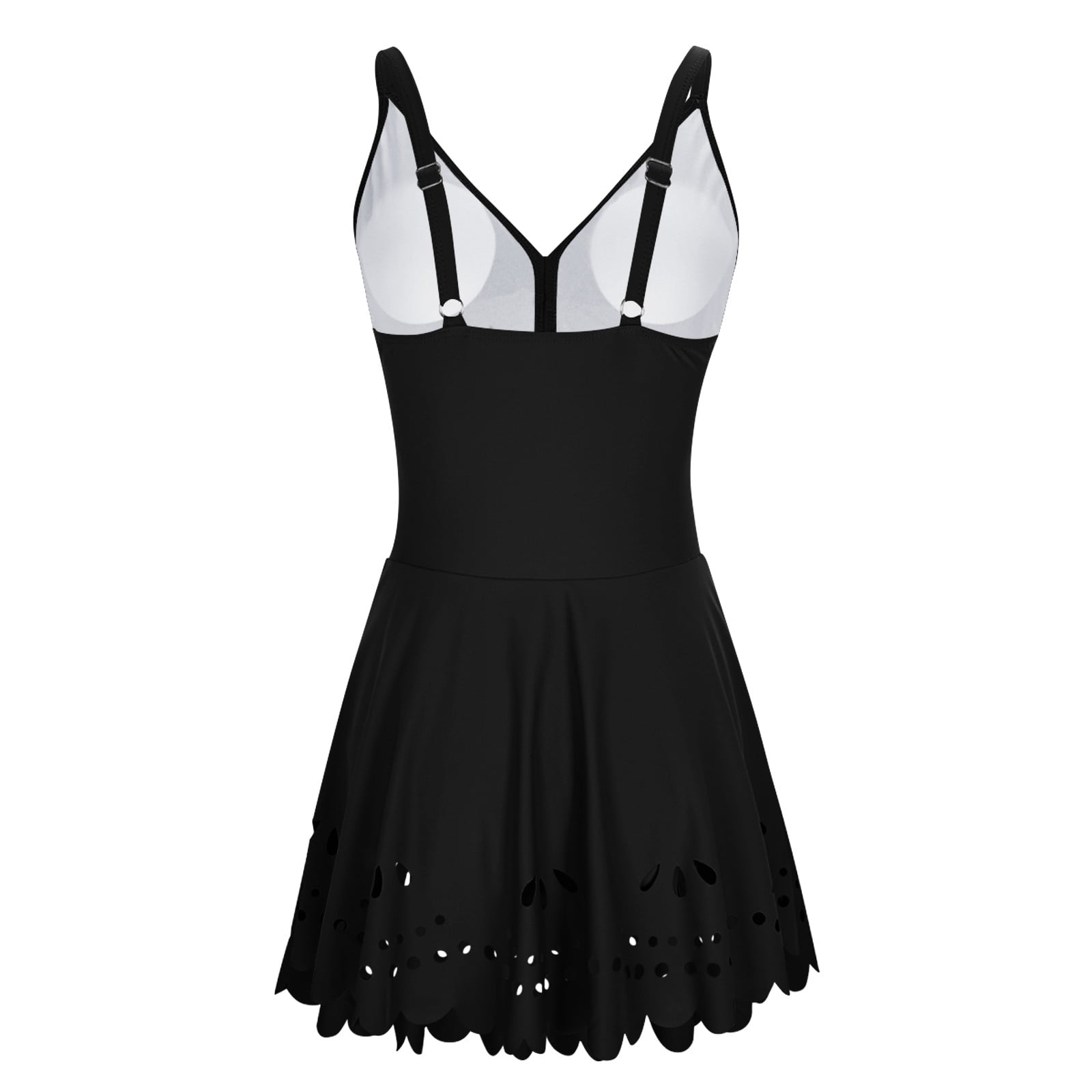Aobny Womens Swimsuits Tummy Control Swim Dress Eyelet Swimwear Black Hipster Bathing Suit