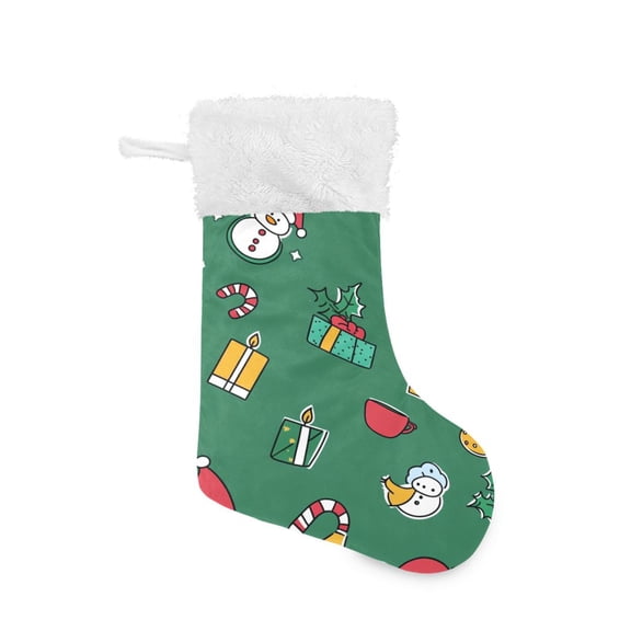 Christmas Stocking with Hanging Loop for Family Holiday Ornament Cute Christmas Icons
