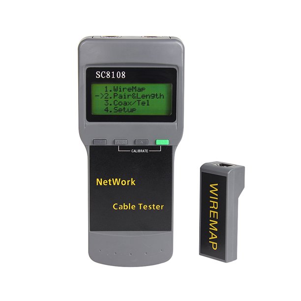 Probador de cables SC8108 - Analizador profesional de redes con pantalla grande, detección rápida de fallas en cables Ethernet y telefónicos (RJ45/RJ11), mide longitud y localiza cortocircuitos con