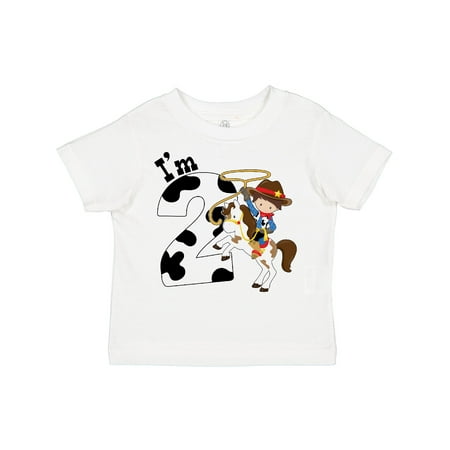 

Inktastic I m Two-cowboy Riding Horse Birthday Gift Toddler Boy Girl T-Shirt