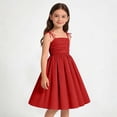thumbnail image 6 of Busydd Girls Summer Dress 4-15 Years Fashion Strappy Square Neck A-Line Sundress Casual Solid Color Sleeveless Teen Girls' Dresses 14-15 Years, 6 of 9