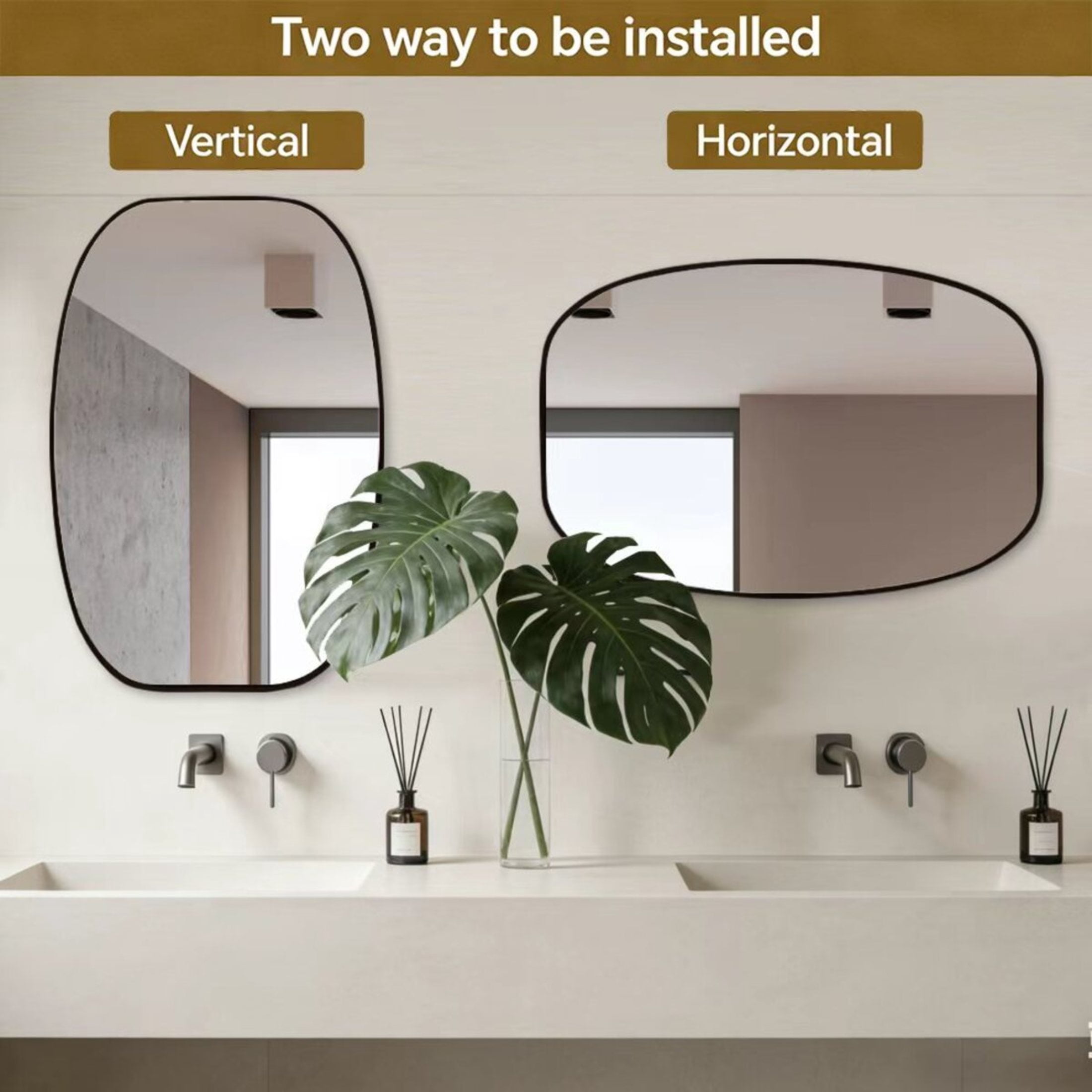 Noble House 24"x36" Unique Metal Framed Oval Wall Mirror, Modern Oblong Vanity Mirror for Bathroom & Entryway, Black