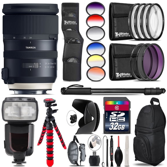 Tamron 24-70mm VC G2 for Nikon + Pro Flash + Filter Kit - 32GB Accessory Kit