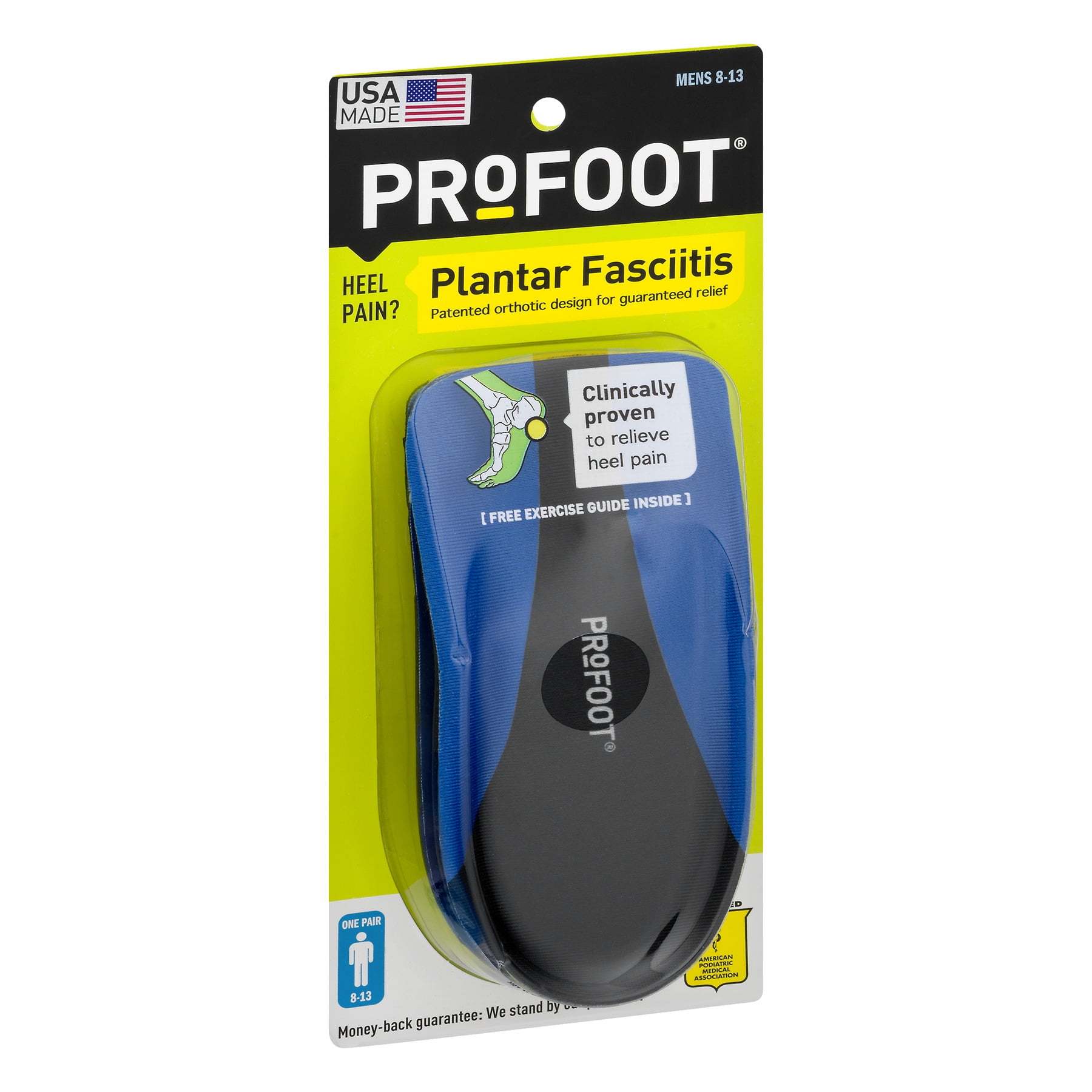 PROFOOT Triad Orthotic Insoles Men's 8-13 Reduce foot fatigue 1 Pair Each 