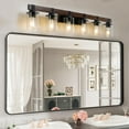 thumbnail image 4 of Hi-LIGHTS,6-Lights Farmhouse Rustic Bathroom Light Fixture with Glass Lampshade(Bulbs Not Included),Vanity Lights Fixture for Bathroom,Dressing Room,Bedroom,Living Room(Black), 4 of 11