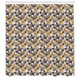 thumbnail image 2 of Ambesonne Fashion Shower Curtain, Striped 3D Cubes Ornament, 69"Wx70"L, Orange and Dark Petrol Blue, 2 of 4