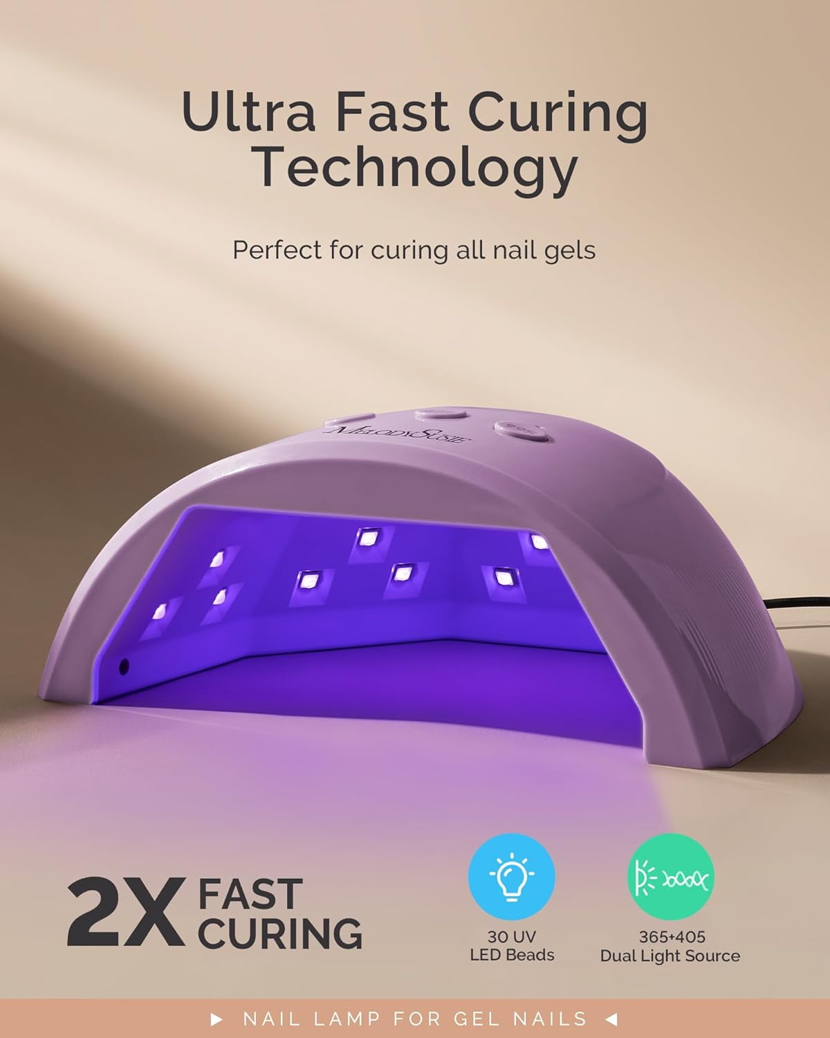MelodySusie UV Nail Lamp, PLUS30F UV Light for Gel Nails True 36W Professional LED Nail Dryer with 3 Timer, Smart Sensor, LCD Display,Purple