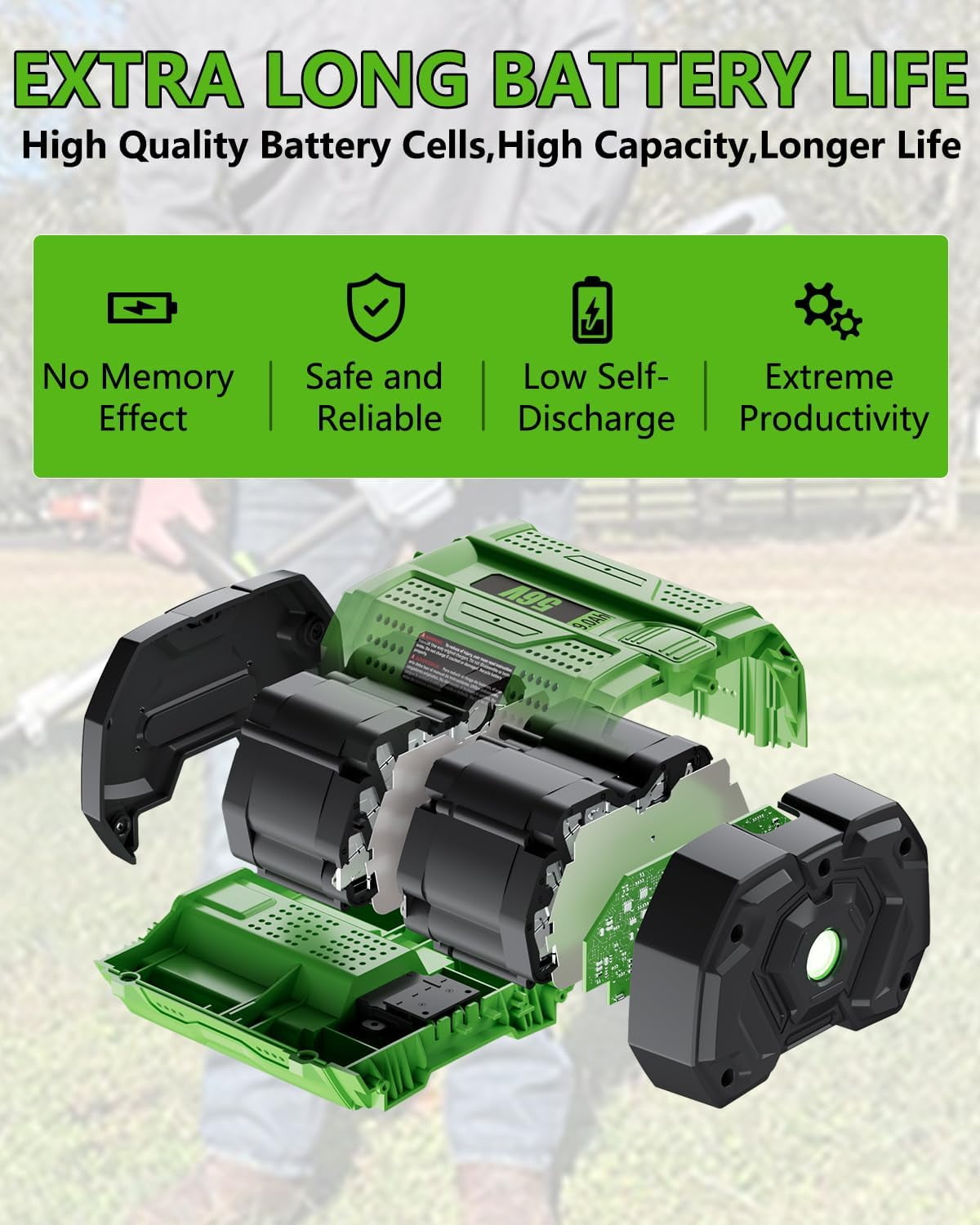 Upgraded 10.0Ah 56 Volt for EGO Battery High Capacity BA5600T BA1400T BA4200T BA2240 BA2800 BA1120 BA2800T Compatible with EGO All Power Tool and Chargers