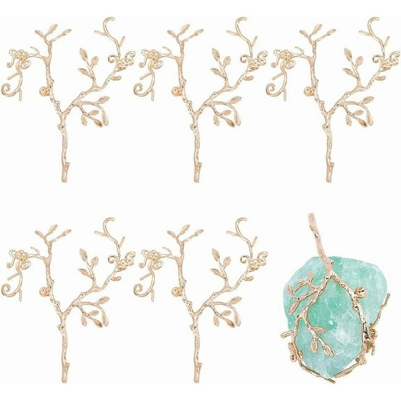 6Pcs Branch Shape Blanks Prong Pendant Setting Claw Pendant Tray Flower Branch Pendant Setting Leaf Bezel Pendant Tray Jewelry Finding for DIY Handmade Necklace Brooch Jewelry Making