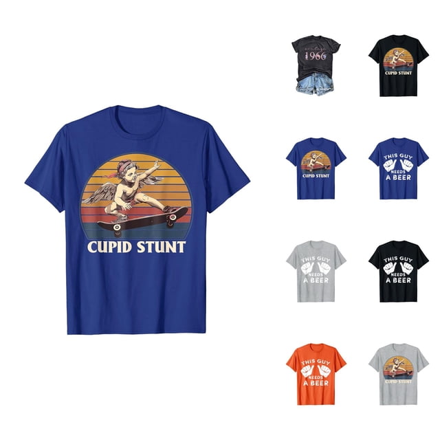 T-shirts pour Femmes avec Cascades de Cupidon 2026 Été Décontracté Manches Courtes Col Rond Drôle Sarcastique Offensant Humour T-Shirts Graphiques Embarrassants