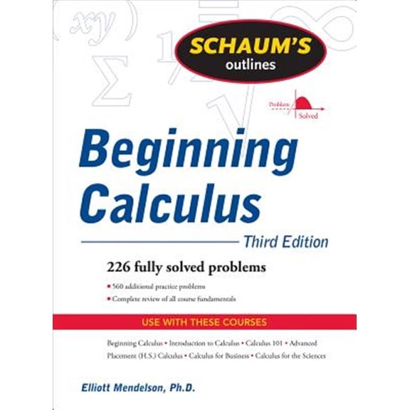 Pre-Owned Schaum's Outline of Beginning Calculus (Paperback) 0071635351 9780071635356
