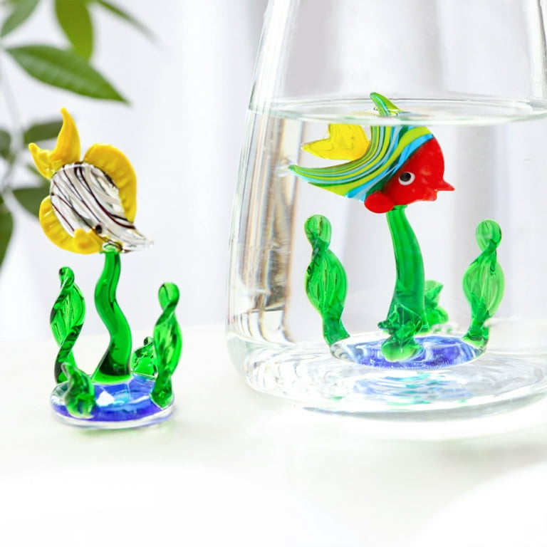 Angle Fish Glass Art Aquatic Figurine Animal Figurines for Anniversary  Birthday Wedding Gift Ideas Ornament Miniature Cool Stuff Home Room Garden  Table Decor 