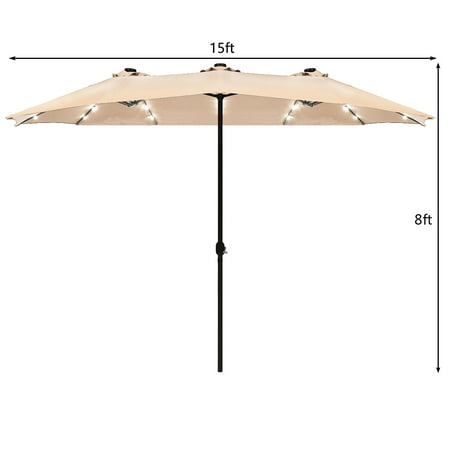 Costway 15ft Patio Double Sided Led, Patio Umbrella Led Lights Canada