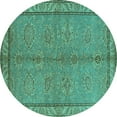 thumbnail image 1 of Ahgly Company Indoor Round Oriental Turquoise Blue Industrial Area Rugs, 6' Round, 1 of 4