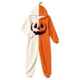 thumbnail image 4 of CUZIBR Kids Halloween Onesie Pajamas Girls Boys Hooded Plush Pumpkin Pajama Patchwork Zip Up Long Sleeve Jumpsuit Loungewear Soft Nightwear,Beige,7-8 Years, 4 of 4