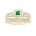 thumbnail image 4 of Angara Natural 0.15 Ct. Emerald with Diamond Halo Ring in 14K Yellow Gold for Women (Ring Size: 11.5), 4 of 10