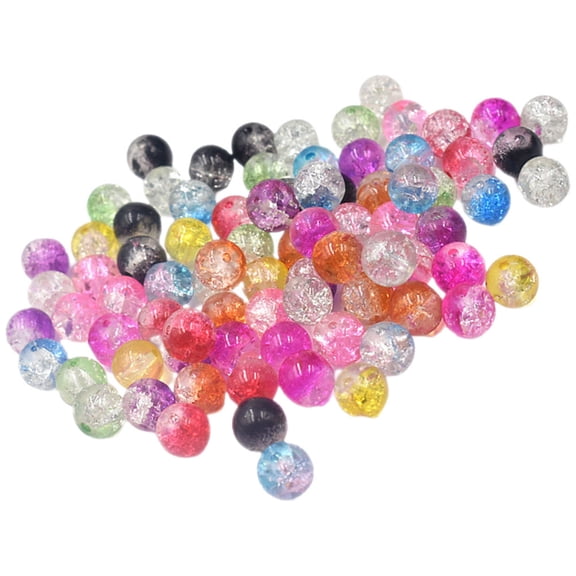 LOLIPPYY 100 Pieces Assorted Color Crackle Glass Beads for Jewelry Making, Necklace and Bracelet Craft Supplies