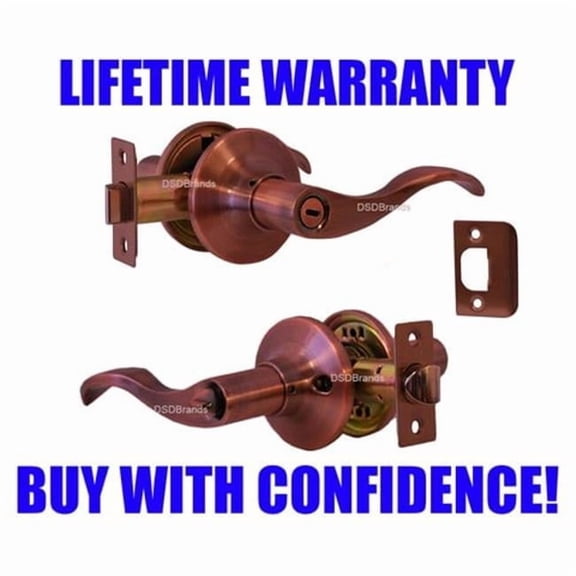 Constructor PRELUDE Privacy Door Lever Handle Lock Set for Bedroom and Bathroom Antique Copper Finish