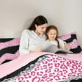 thumbnail image 4 of jejeloiu Leopard Print 7 Pieces Bedding Comforter Set,Waves Geometric Striped Full Bedding Set,Pink Black Fitted Sheet Flat Sheet For Girls Kids,Ultra Soft Home Decor Reversible, 4 of 8