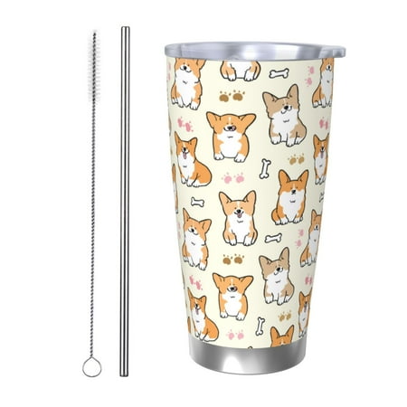 

Junzan Cartoon Corgi for 20oz Stainless Steel Insulated Car Cup with Spillproof Lid - Insulated Coffee Mug Thermal Cup-Straw Two-piece Set