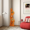 thumbnail image 4 of Yowos Corner Bookshelf, 5 Tier Modern Wall Shelf Bookcase Small Storage Rack Stylish Accent Wavy for Small Space, Plant Stand, Orange, 4 of 10