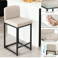 thumbnail image 5 of Modern Bar Stools Set of 2, Upholstered Counter Height 24.8" Bar Stools, Faux Leather Counter Stools Bar Chairs with Back, for Kitchen Island, Beige, 5 of 9