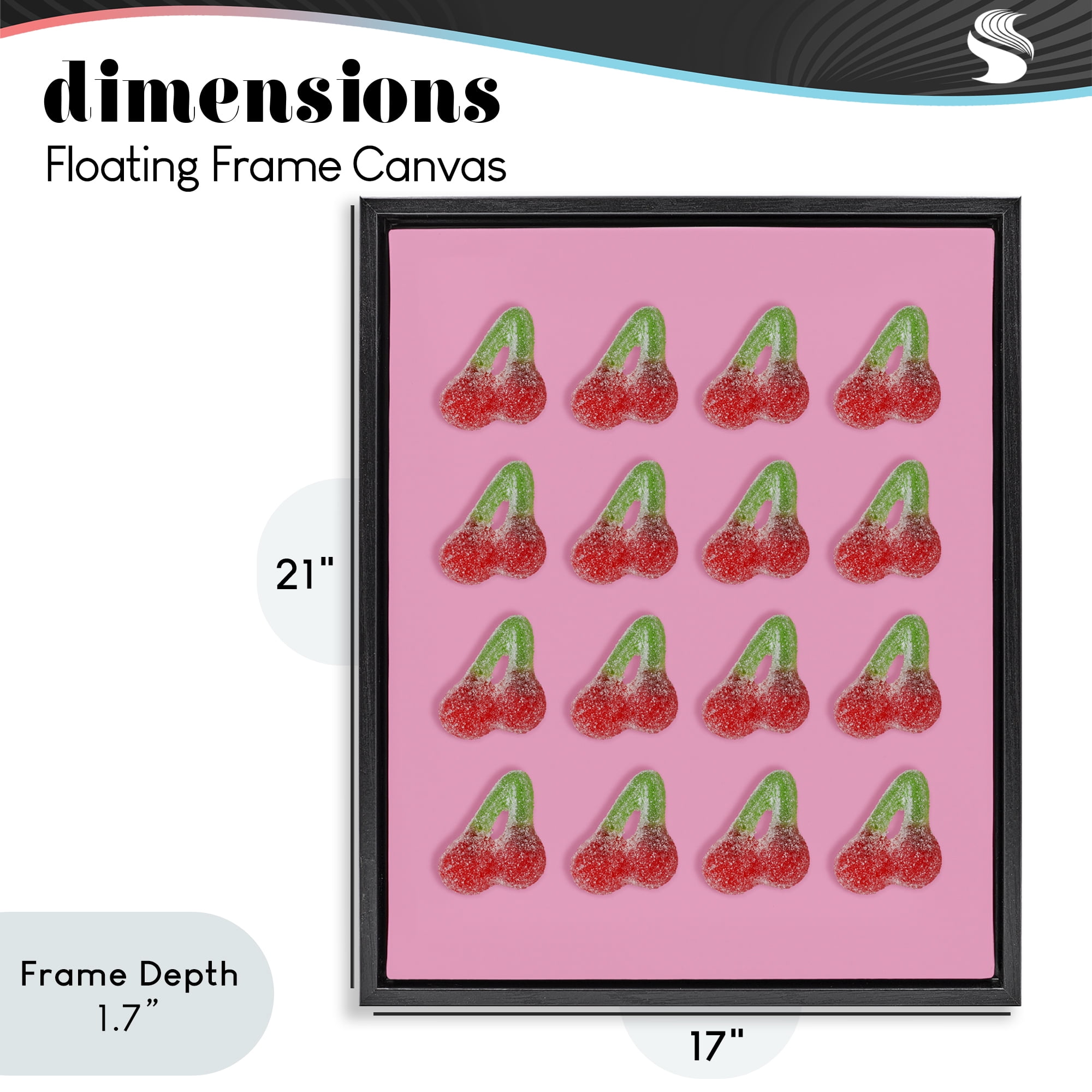 Stupell Industries Cherry Candy Pattern Black Framed Floater Canvas Wall Art, design by LISH Creative