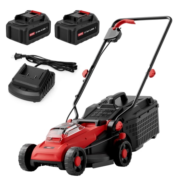 MZK 20V 13" 2-in-1 Brushless Push Cordless Lawn Mower with 5 Height Settings, Includes 2 Batteries & Charger