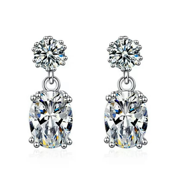 Moissanite Earrings Drop for Women 2cttw D Color VVS1 Clarity 925 Sterling Silver Diamond Earrings Drop Oval Cut Womens Dangle Earrings Diamond Lab Created Diamond Dangle Earrings