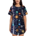 thumbnail image 1 of Fotbe Solar System Conjunto de Pijama Estampado para Mujer, 2 Piezas, Ropa de Dormir con Camiseta de Manga Corta y Shorts Suaves-Medium, 1 of 6
