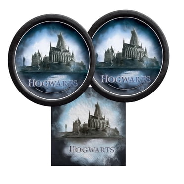 Harry Potter House Pride Small Paper Plates - 8 Pack, 7" Die-Cut Shield Design With Gold Foil, Hogwarts Party Decor, Appetizer Plates