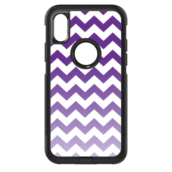 DistinctInk Custom SKIN / DECAL compatible with OtterBox Commuter for iPhone XR (6.1" Screen) - White Purple Fade Ombré Chevron Stripes