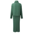 thumbnail image 6 of Riforla Fashion Winter 2 Piece Ribbed Knitted Wool Sweater Turtleneck Women Set Female Elegant Women Casual Dresses Matching Sets Women Clothing Green L, 6 of 6