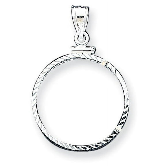Sterling Silver 24.1 X 1.7mm $0.25 Screw Top Coin Diamond-Cut Bezel Pendant (24.1 1.7) Made In United States qbc4