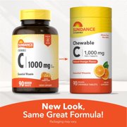 Chewable Vitamin C 1000mg | 90 Tablets | Essential Vitamin Supplement | Orange Flavor | by Sundance